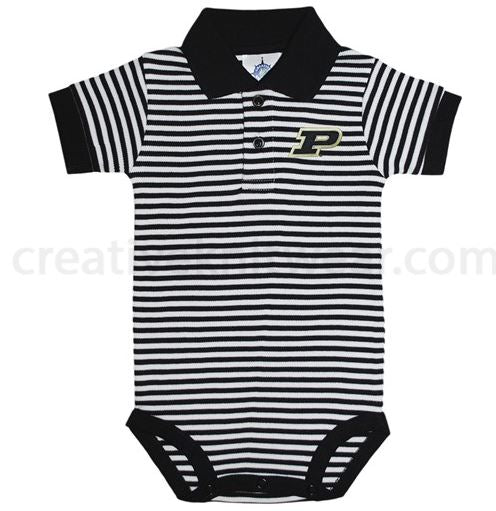 Purdue Striped Polo Bodysuit & Top
