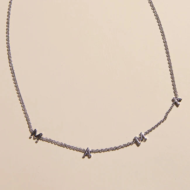Nickel & Suede Mama Initial Necklace