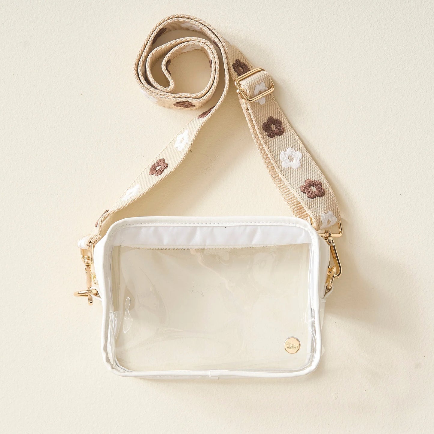 CLEAR CROSSBODY TAN FLORAL