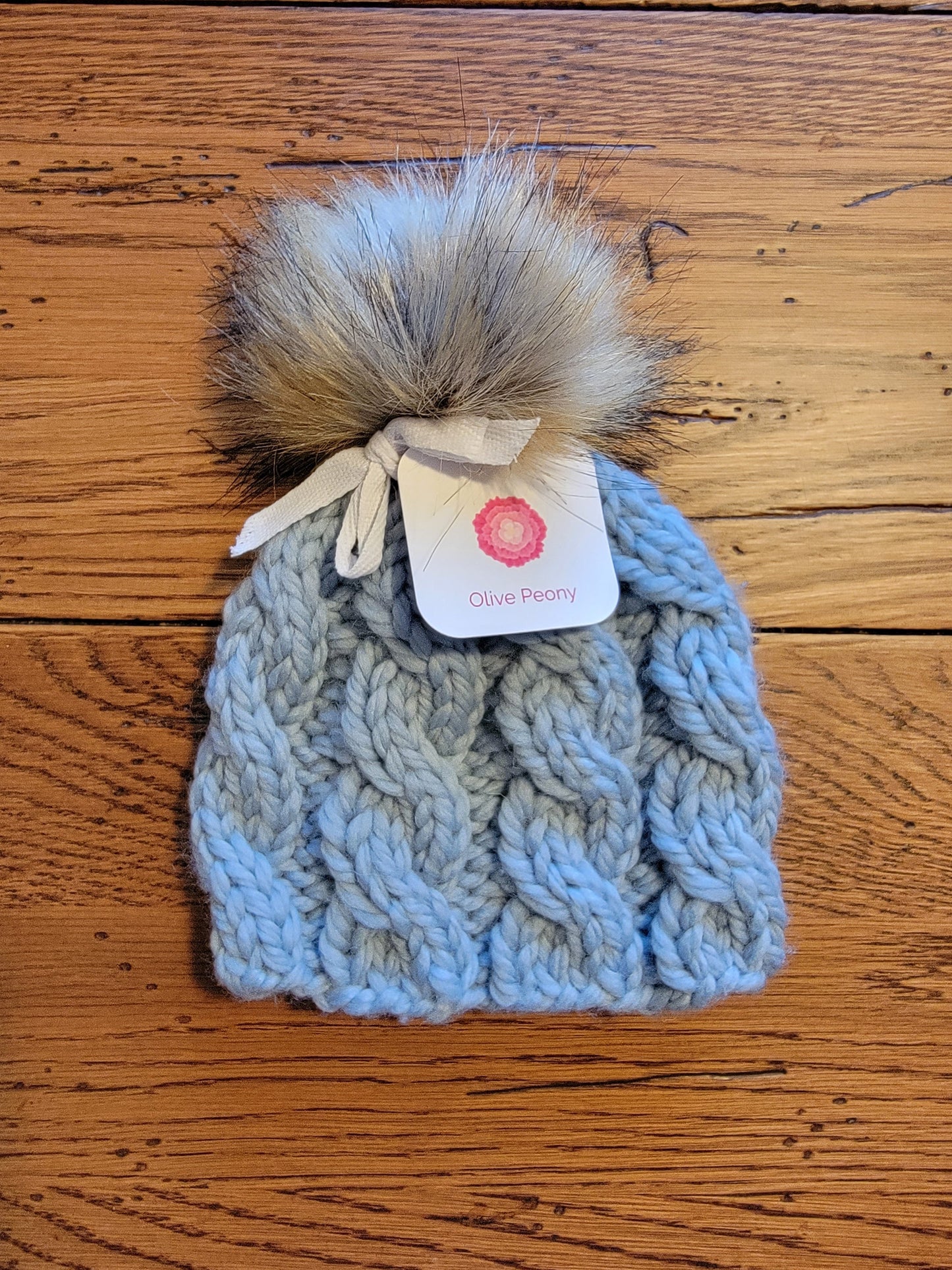 Olive Peony Wool Baby Cables Hats