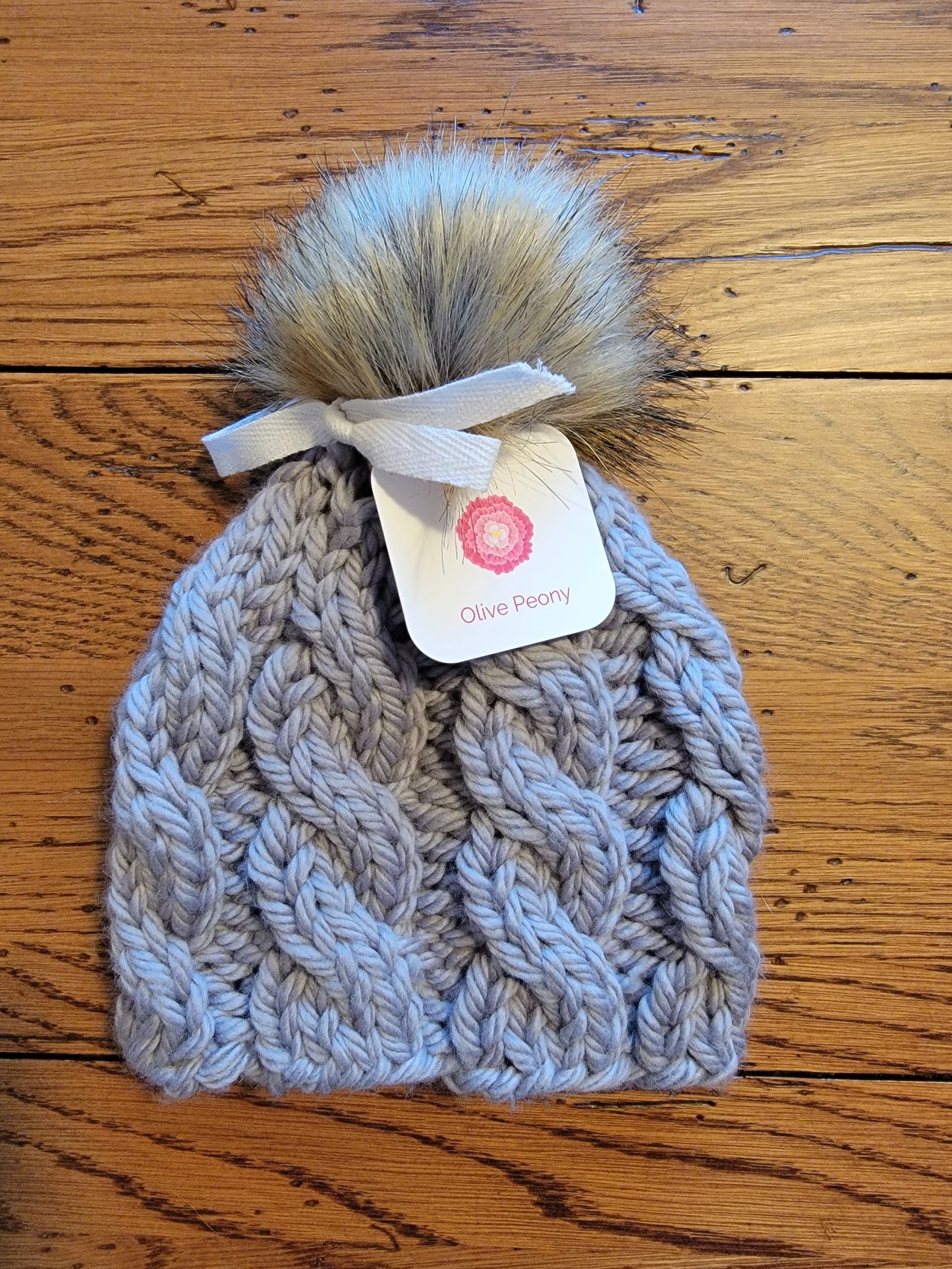 Olive Peony Wool Baby Cables Hats