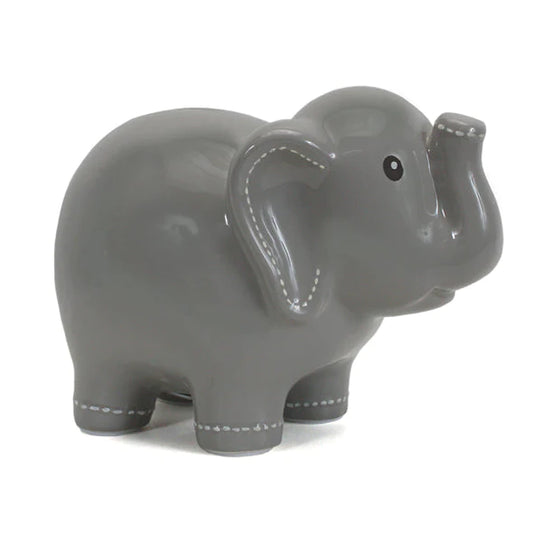 Gray Stitched Elephant Bank